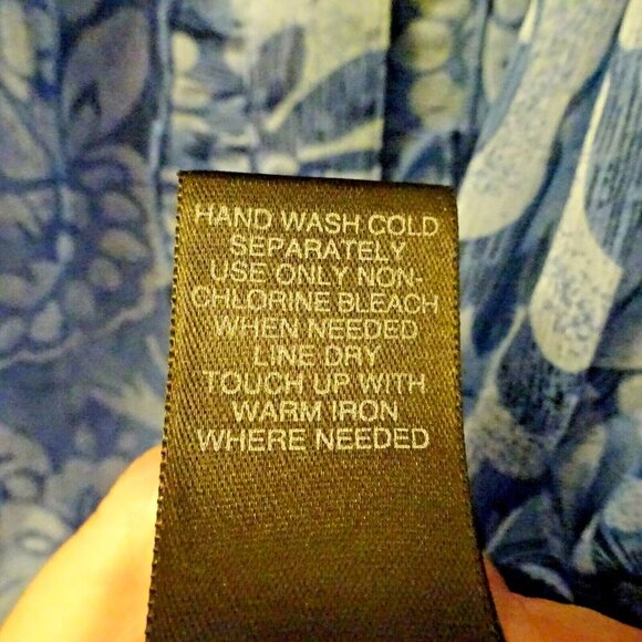 Avenue 26/28 Blue Sheer Polyester Button Front Elastic Neck Blouse - Picture 6 of 8